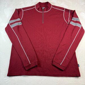 Kuhl Team 1/4 Zip Mens L Technical Merino Wool Sweater Red Mock Neck Pullover